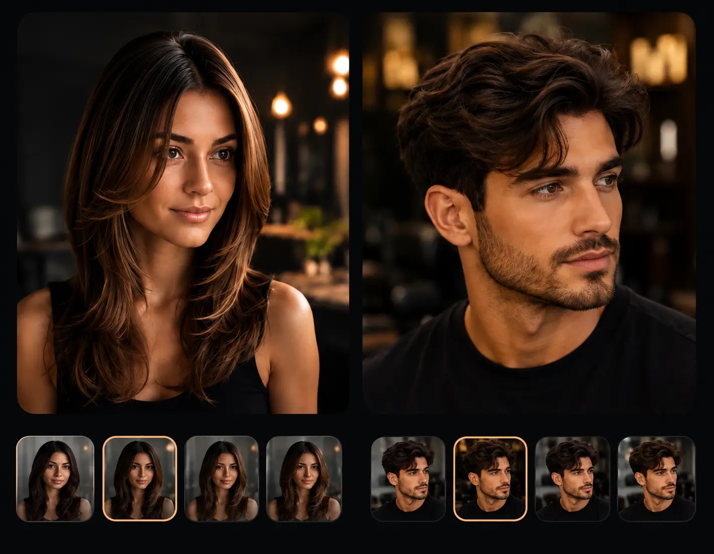 Examples of salon previews — see yourself in different styles